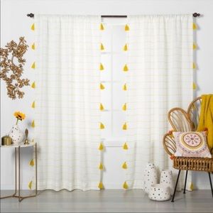 TWO Opalhouse Sulfur Yellow Tassel Light Filtering Panels 54" by 95"